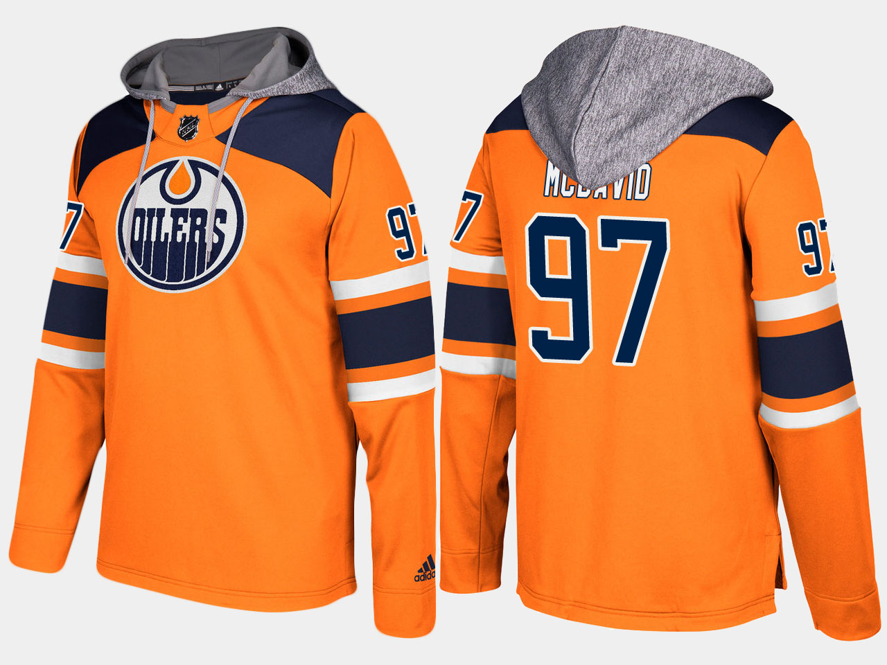 Men NHL Edmonton oilers #97 connor mcdavid orange hoodie->edmonton oilers->NHL Jersey